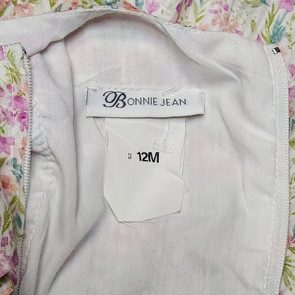 Bonnie Jean Girls' Kids Pastel Floral Dress White Accents Lining Size 12 Months - Picture 3 of 9